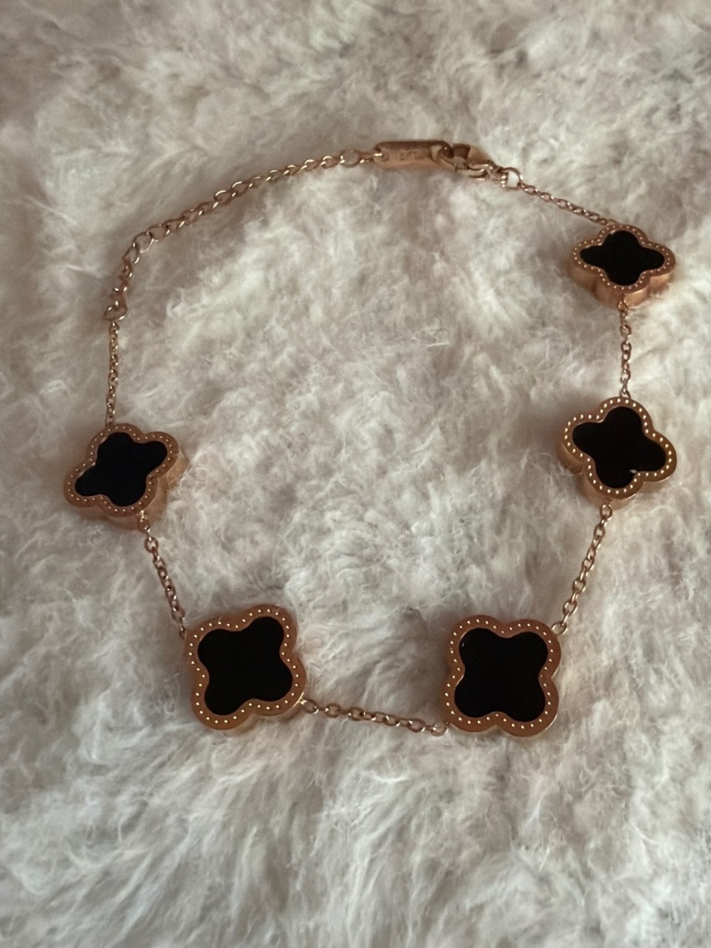 Black Clover 5motif Rose Gold Plated Bracelet - adjustable